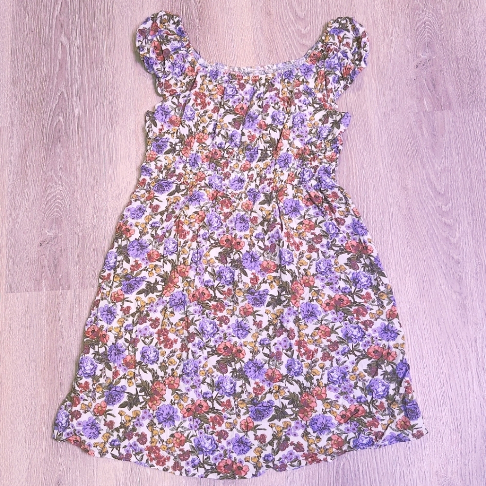 Floral Kids Dress in Purple and Pink STITCH AND PINE XXL 18